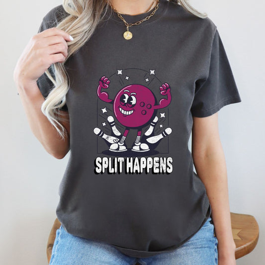 Funny Bowling Shirt Unisex | Funny Graphic T-Shirt | Bowling Tee | Split Happens Shirt